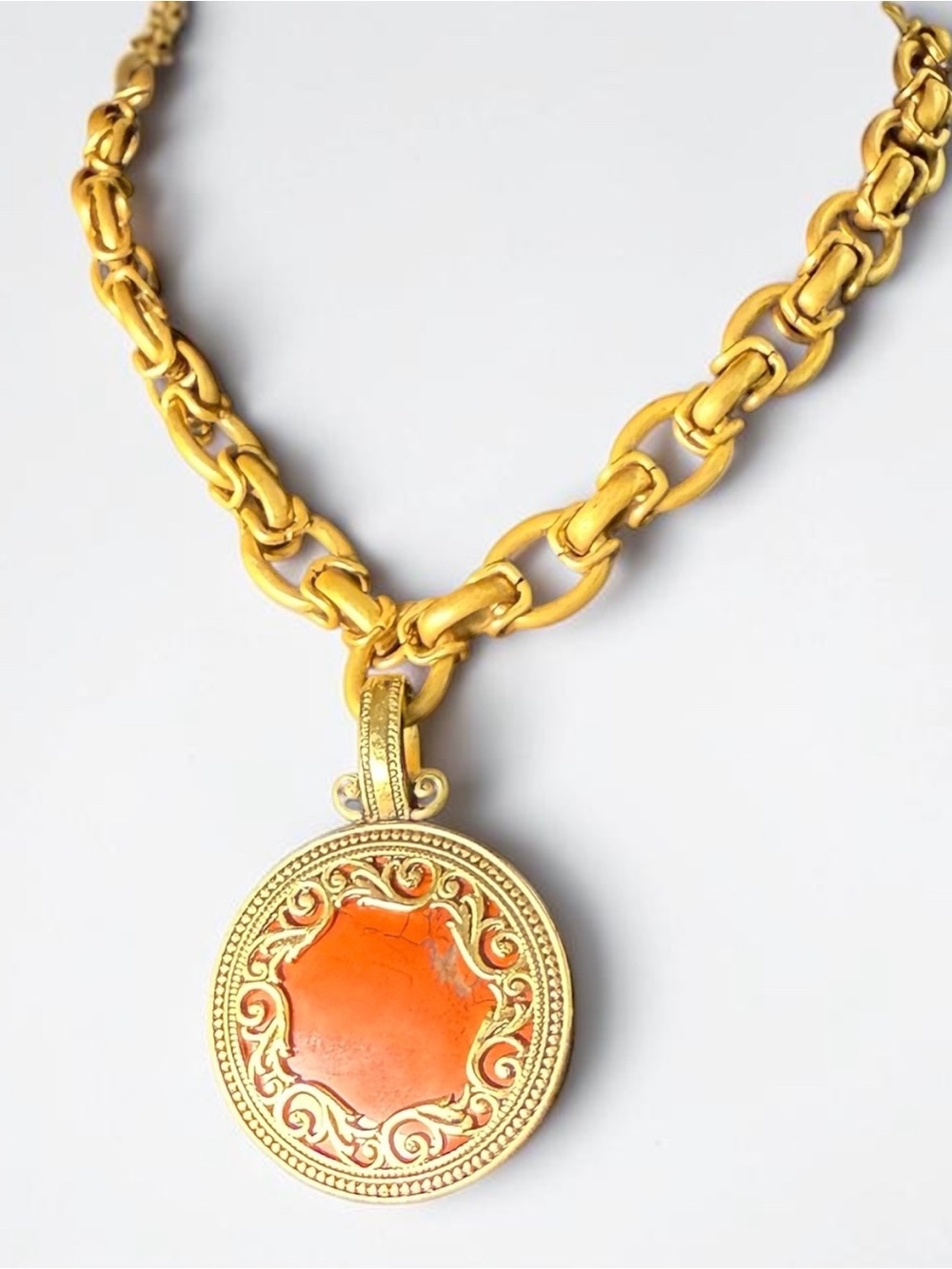 Vintage Premier Designs Red Jasper and Antique Bronze Finish Necklace